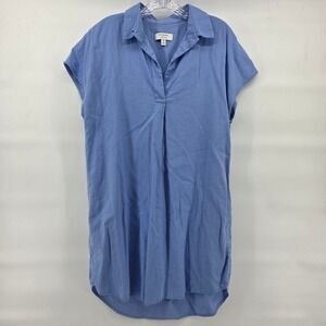 BANANA REPUBLIC Linen Blend Shirt Dress Medium Blue Summer Minimalist Capsule